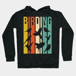 Retro Birding Graphic Bird Watchers Vintage Birding Design Hoodie